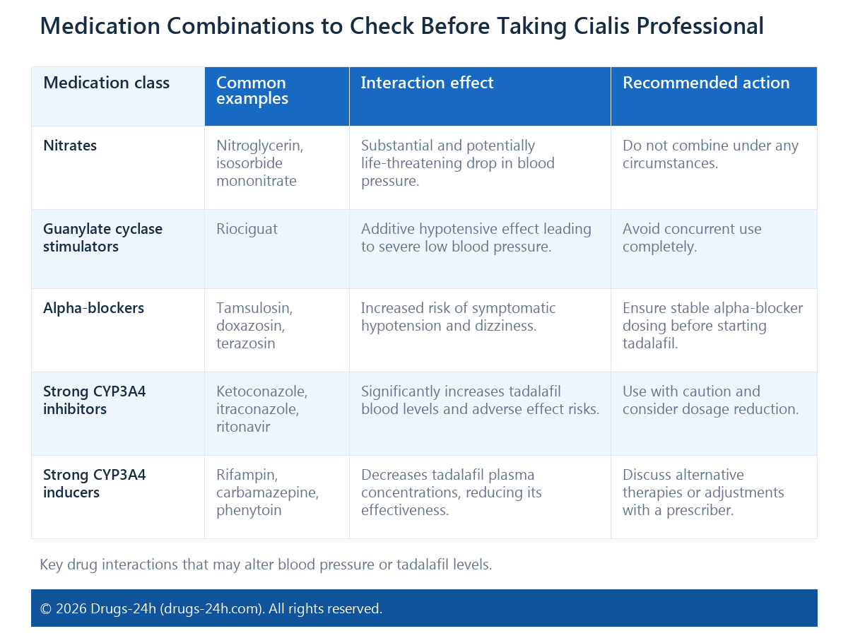 Medication Combinations to Check Before Taking Cialis Professional