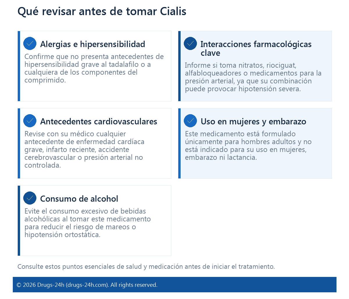 Qué revisar antes de tomar Cialis