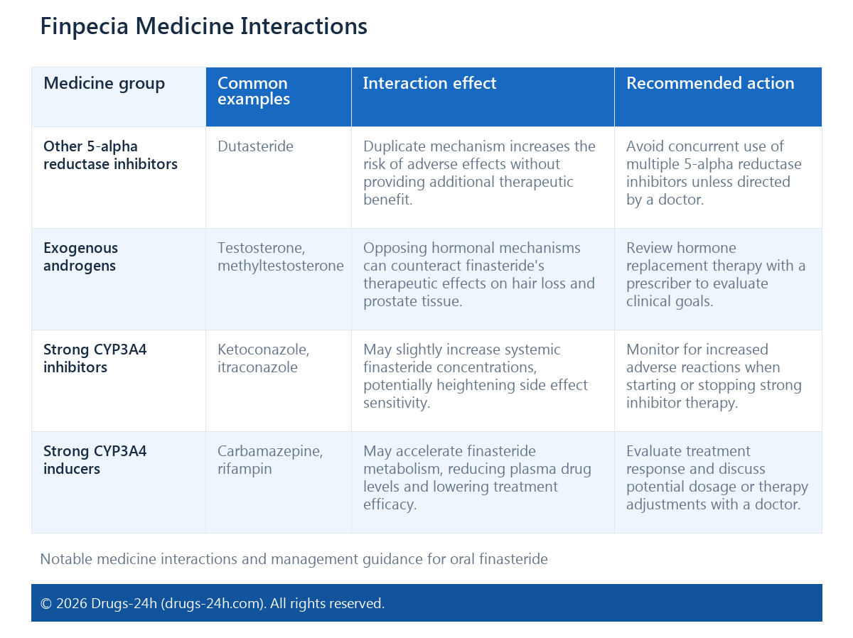 Finpecia Medicine Interactions