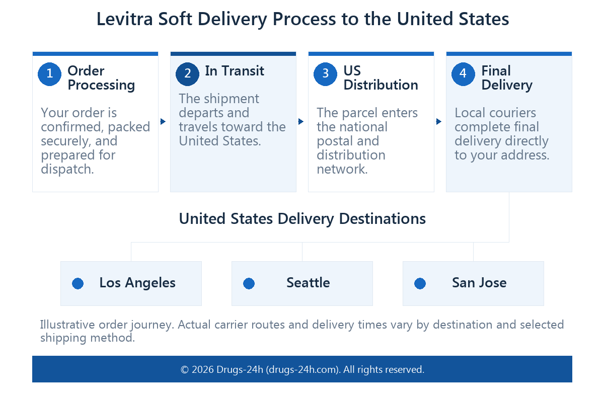 Levitra Soft Delivery Process to the United States